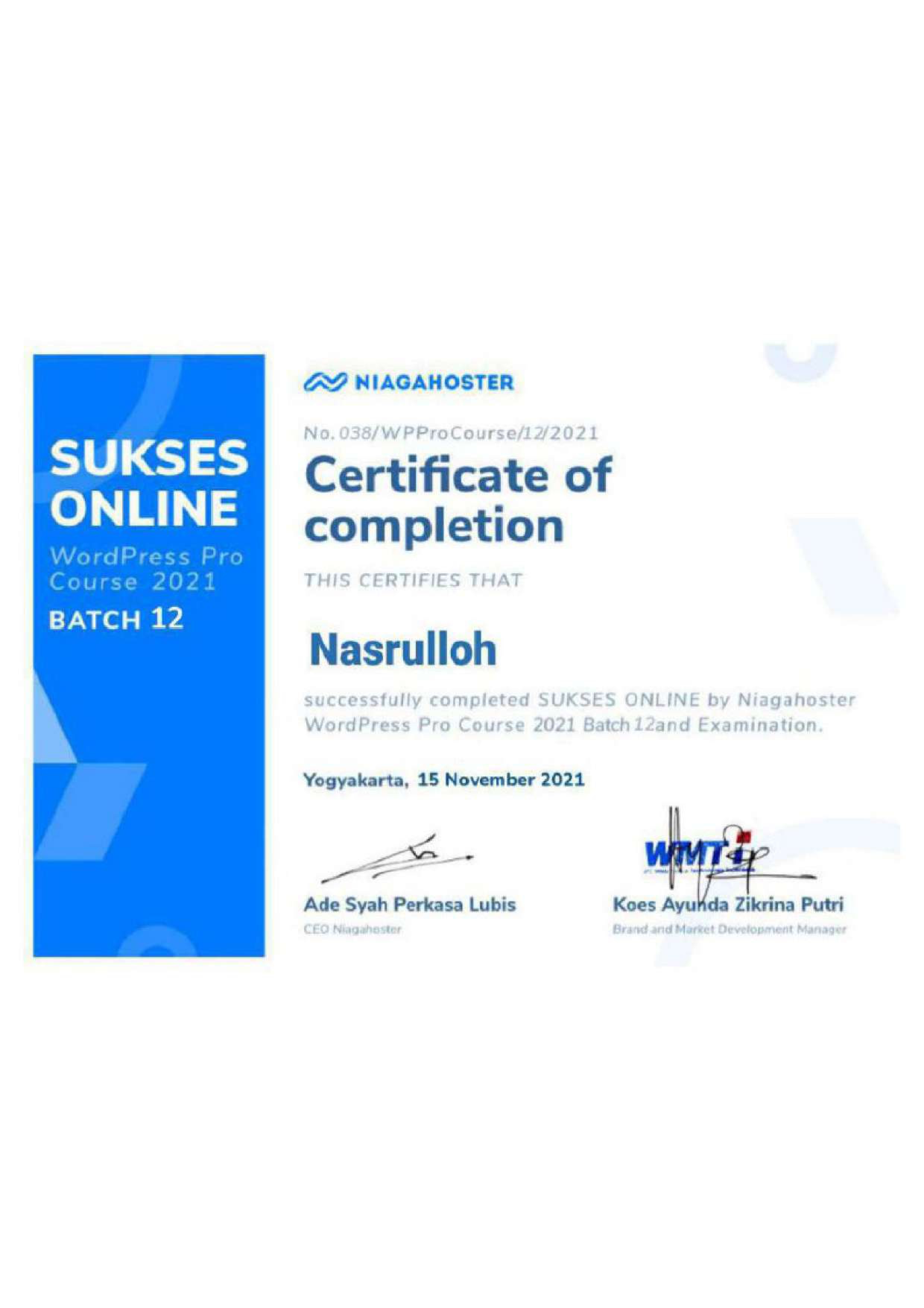 Wordpress Pro Certificate